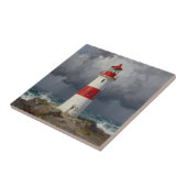 Carreau Phare côtier rouge tempétueux  (Côté)