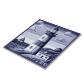 Carreau Phare de bord de mer bleu et blanc (Côté)