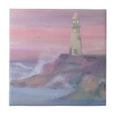 Carreau Phare de falaise côtière avec ciel rose (Devant)