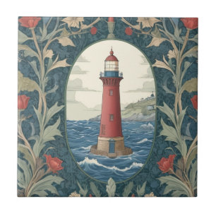 Carreau Phare William Morris style océan mer nautique