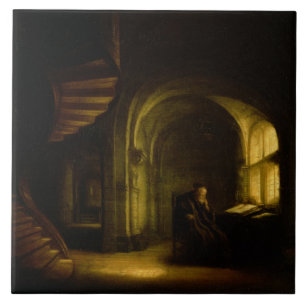 Carreau Philosophe avec un livre ouvert, 1625-7 (huile sur