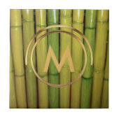 Carreau Photo botanique en bambou du monogramme | de vert (Devant)