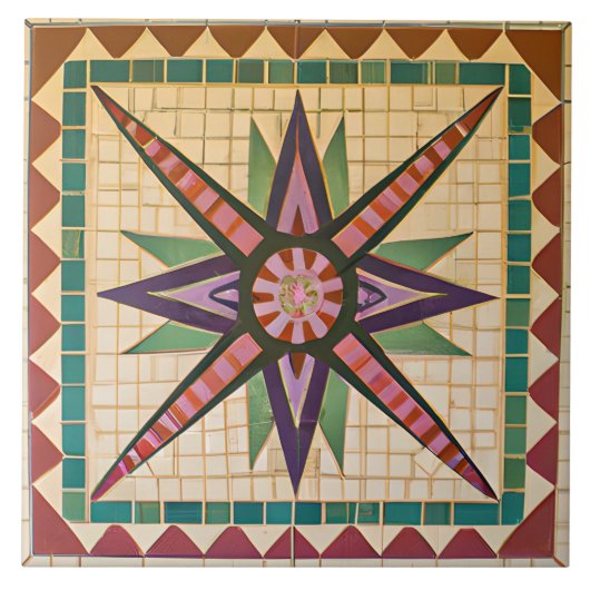 Carreau Photo colorée Mosaïque de style mexicain (Devant)