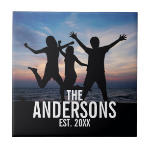 Carreau Photo de famille personnalisée avec nom de famille