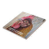 Carreau Photo de poule rouge personnalisé (Côté)