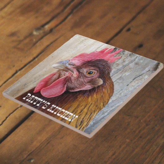 Carreau Photo de poule rouge personnalisé
