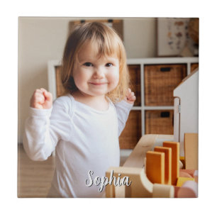 Carreau Photo de votre enfant & nom manuscrit, Vs 2