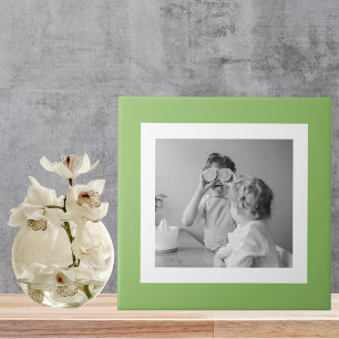 Carreau Photo Famille Moderne Vert Simple Lovely Cadeau