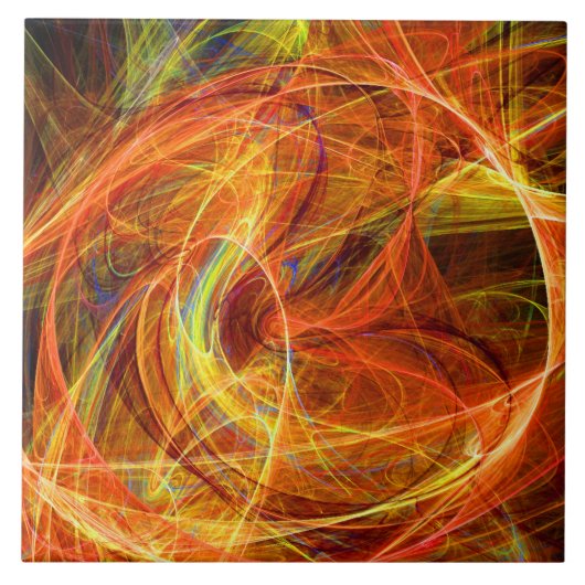 Carreau PHOTON CRAZY Abstrait Jaune Orange Fractal Fils (Devant)