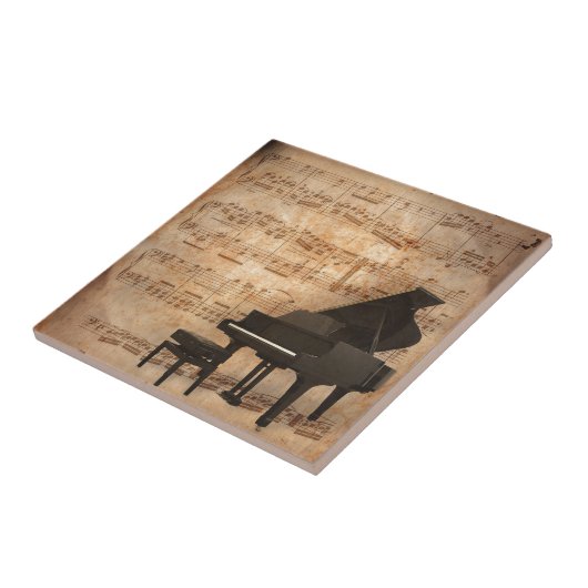 Carreau Piano à queue avec des notes de musique (Côté)