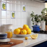 Carreau Piastrelle di ceramica con limoni italiani<br><div class="desc">Piastrelle di ceramica con limoni italiani Tuiles en céramique avec citrons,  décoration citron italienne,  carreaux céramique italienne,  terroir citrons français,  carrelage céramique toile,  décor cuisine citron, </div>