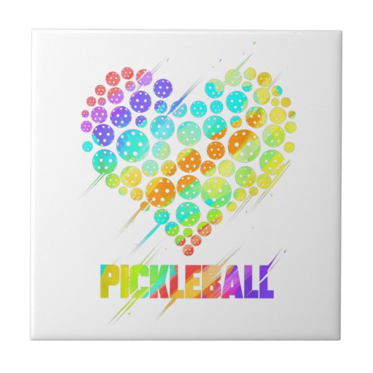Carreau Pickleball Heart - Funny Colorful Paddle Sports Pl (Devant)