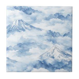 Carreau Pics embrumés – Paysage de montagne à l'aquarelle