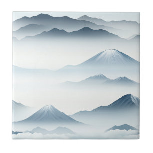 Carreau Pics embrumés – Paysage de montagne à l'aquarelle