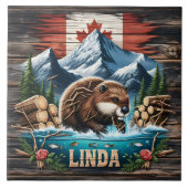 Carreau Pics enneigés et castor canadien (Devant)