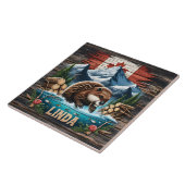 Carreau Pics enneigés et castor canadien (Côté)