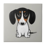 Carreau Piebald Dachshund| Carrelage en céramique de chien<br><div class="desc">Piebald Dachshund, noir, tan et blanc. Visitez le Doodle World de Jenn pour encore plus d'accessoires pour la maison et le bureau avec ce chien mignon et des dessins de chiens plus originaux.</div>