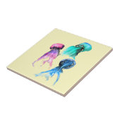 Carreau Pièce d'art de l'aquarelle du trio méduse (Côté)