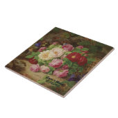 Carreau Pièce rose au plancher de la forêt avec des papill (Côté)