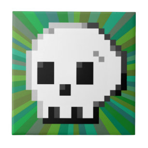 Carreau Pièce verte psychédélique 8 bits