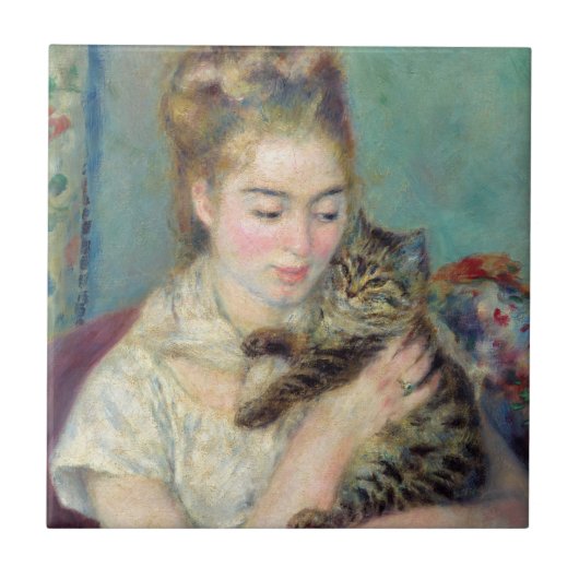Carreau Pierre-Auguste Renoir - Femme avec chat (Devant)