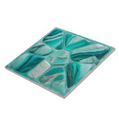 Carreau Pierre d'Aquamarine Fleur Art Cellulaire Abstrait (Côté)