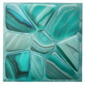 Carreau Pierre d'Aquamarine Fleur Art Cellulaire Abstrait (Devant)