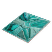 Carreau Pierre d'Aquamarine Fleur Art Cellulaire Abstrait (Côté)