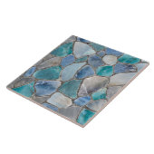 Carreau Pierre de lune, marbre et argent - Cellules de mos (Côté)