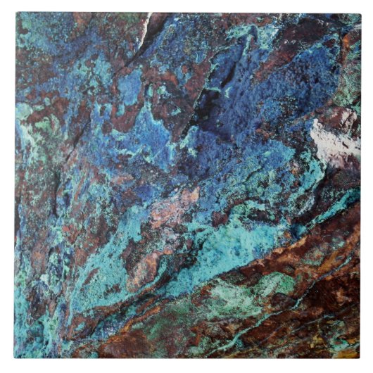 Carreau Pierre minérale de malachite bleu-vert moderne (Devant)