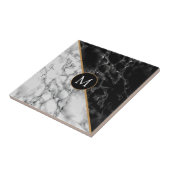 Carreau Pierre noire et Marbre blanc personnalisable (Côté)