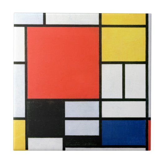 Carreau Piet Mondrie Composition Rouge Jaune Bleu Noir (Devant)