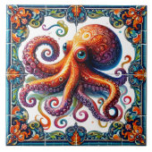 Carreau Pieuvre Vibrante Art Carrelage Représentant La Vie (Devant)
