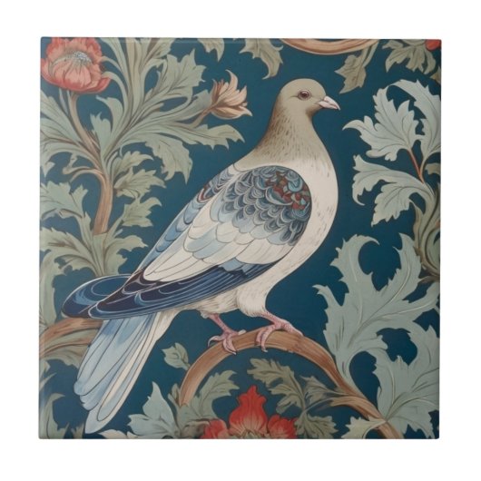 Carreau Pigeon Bird William Morris style Face droite (Devant)