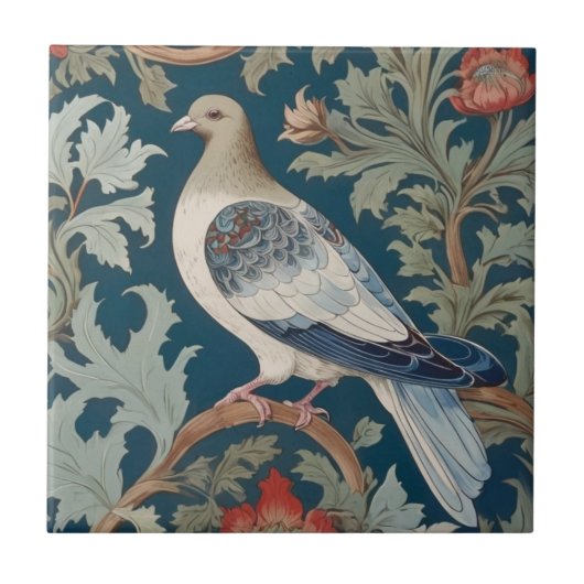 Carreau Pigeon Bird William Morris style Face gauche (Devant)