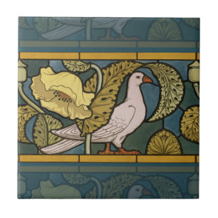 Carreau Pigeon Blue Yellow Fish Art Nouveau
