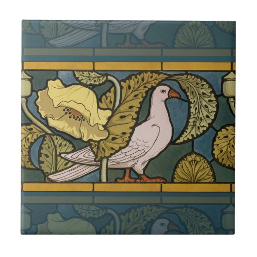 Carreau Pigeon Blue Yellow Fish Art Nouveau (Devant)