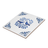 Carreau Pigeon Dove Bird Couple Blue White Delft Corners (Côté)
