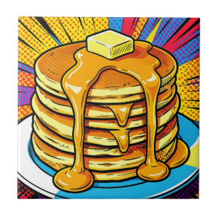 Carreau Pile de crêpes au sirop Pop Art