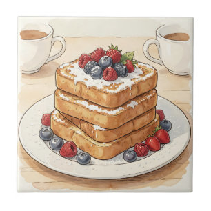 Carreau Pile de pain perdu aux fruits rouges pour petit-dé