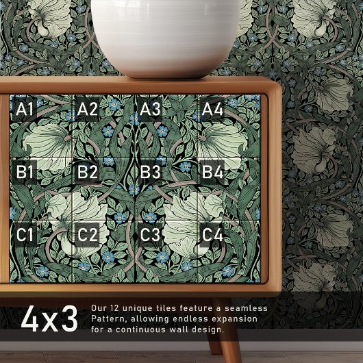 Carreau Pimpernel sans soudure 7 de 12 Sage Vert Bleu