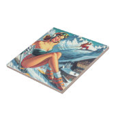 Carreau Pin de ski vintage vers le haut (Côté)