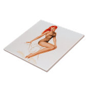 Carreau Pin rouge Art déco vers le haut (Côté)