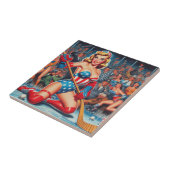 Carreau Pin-up de hockey rétro (Côté)