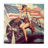 Carreau Pin-up de l'avion vintage (Devant)