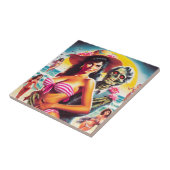 Carreau Pin-up de plage zombie flippant (Côté)