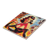 Carreau Pin-up diabolique rétro (Côté)