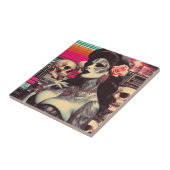 Carreau Pin-up effrayant Synthwave (Côté)