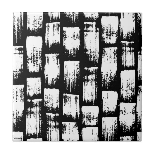 Carreau Pinceau noir et blanc Abstrait (Devant)