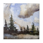 Carreau Pine Tree Cloudy Day Tile (Devant)